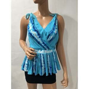 white house black market top small Sea Blue Sleeveless V-neck